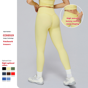 XW-CCK8519 Breathable Quick Dry Women Pants High Waist Sportswear Solid Pattern Body <strong>Shaped</strong> Gym Fitness Custom Yoga <strong>Leggings</strong> - Product Image 2
