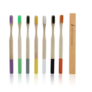 Hot Sales Oem Manufacturer Home Use Tooth Brush Soft Bristle Round Handle Adult Black Bamboo Toothbrush With Custom Logo