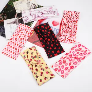 Valentine Day Yoga Hair Bands Women Fashion Love Heart Lip Print Pattern Fitness Yoga Sports Elastic Headband