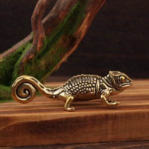 Figura de Camaleón de Latón, Decoración Vintage de Animales, Adorno Artesanal para el Hogar y Escritorio - Product Image 3