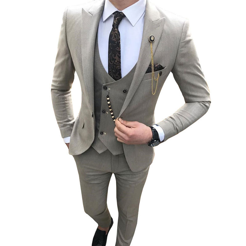 Tailor Made 3 Pieces Mens Suits Slim Fit Business Suits Groom Tuxedos for Wedding suits(Blazer+Pants+Vest)