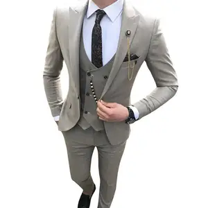 Tailor Made 3 Stück Herren Anzüge Slim Fit Business Anzüge Bräutigam Smoking für Hochzeit anzüge (Blazer + Hosen + weste)