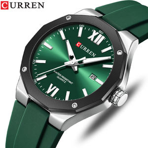 Montres CURREN 8465 vertes pour hommes, étanches, bracelet en silicone, montres sport à quartz, Reloj, bracelet de mode, montres de luxe pour homme - Product Image 1