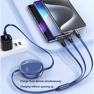 HYTO Venda Quente Cabo de Carregamento de Dados 1.2M 3A <span class=keywords><strong>3</strong></span> em 1 Trançado de Nylon Múltiplo USB para Telefone/Type-C/Android - Product Image 4