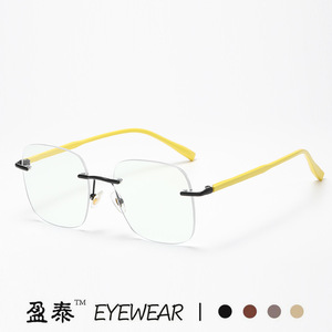 Rimless Anti Blue Light Glasses <b>Metal</b> <b>Frame</b> PC Lenses Unisex Plano Eyewear - Product Image 5