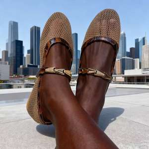 <span class=keywords><strong>Ballerine</strong></span> da Donna, Sandali Estivi e Primaverili <span class=keywords><strong>con</strong></span> Fibbia Singola e Design a Punta Aperta per Scarpe da Donna - Product Image 1