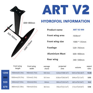 คาร์บอนไฮโดรฟอยล์อะลูมิเนียม ART V2 999 ระบบฟอยล์ความเร็วสูง ชุดวิงฟอยล์สำหรับเล่นเซิร์ฟ  ชุดอุปกรณ์ฟอยล์  ลื่นเร็ว  ประสิทธิภาพในการแข่งขัน  ขับขี่มั่นคง - Product Image 2