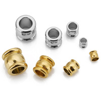 Perles de baril en acier inoxydable pour bracelets de cordon en cuir | Perles d'espacement plaquées or et argent | Accessoires de bricolage de bijoux