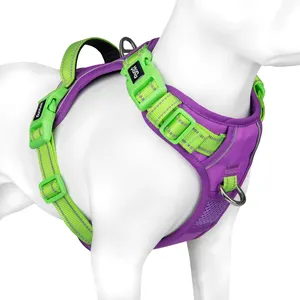 No Pull Dog Harness, Front Lead Reflective Dog Harness, Adjustable Soft Padded Pet Harness Vest with Easy Control Handle