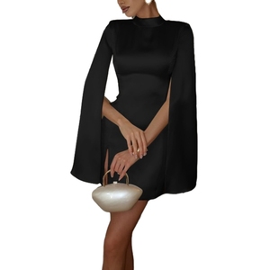 Vestido Formal Mini Elegante de Manga Larga y Cuello Alto en Color Sólido para Mujer, a la Moda - Product Image 2