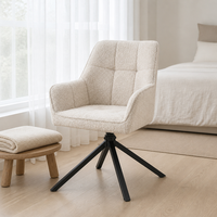 Chaise de salle à manger ergonomique avec coussin en bouclette, accoudoirs, design confortable, chaise de salle à manger de luxe