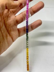 Saphir multi-couleurs cultivé en laboratoire, taille princesse carrée, pierre précieuse pour la fabrication de bijoux, bracelets, bagues, colliers, facetté, dégradé de couleurs - Product Image 2