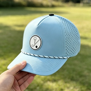 Casquette Trucker 5 Panneaux Personnalisée à Calotte Haute, Perforations Laser, Chapeau de Golf, Détail Corde en Caoutchouc, Fermeture Snapback en Plastique, Logo Personnalisé Réglable - Product Image 6
