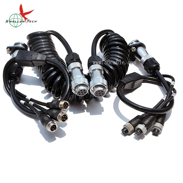 3 Ways 7 Pin 4M 4pin Aviation Plug Trailer Truck Suzie Camera Video Cable for 3 Backup Cameras Monitor Adapter with Bracket