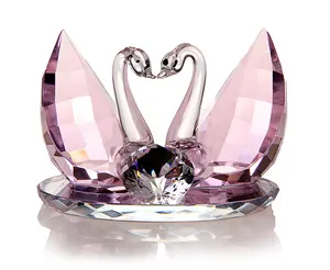 Mesa de design exclusivo, decorativo, cristal rosa, cisne, bela, cristal duplo, cisne, presente de retorno de casamento, lembrança