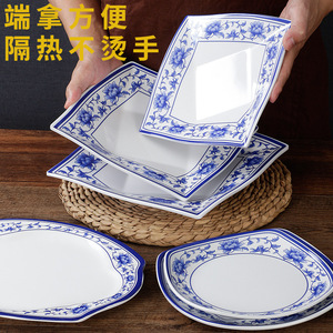 A5 <b>Melamine</b> Blue and White Porcelain <b>Plate</b>, Restaurant Tableware, Cold Dish <b>Plate</b>, Plastic Dish <b>Plate</b>, Creative Imitation - Product Image 2
