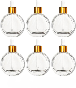 2 Oz Glass Dropper <strong>Bottles</strong> for Essential Oils 60ml Flat Round Perfume <strong>Bottle</strong> With Eye Droppers for Essential Oils - Product Image 3