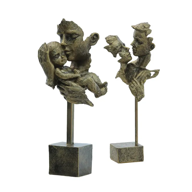 Custom Resin Art Mom And Son Sculpture Home Decoration Wedding Gift Bronze Statue Lover Figurine