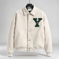 Vestes de baseball vintage personnalisables OEM, style Letterman, avec logo brodé, manches en cuir, vestes d'hiver pour hommes