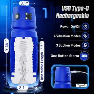 HABAKON erkek Cyberskin YJ-60 3D Stroker 4 titreşimler ve 3 emme ergonomik eller serbest Penis pompası Masturbator seks oyuncak çin - Product Image 2