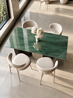 Table à manger moderne en marbre vert, meubles de salle à manger durables pour appartement, hôtel, villa