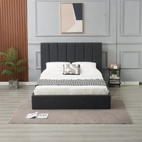 Meuble de chambre à coucher minimaliste nordique, Offre Spéciale boutons, pouf rembourré, élévateur à gaz, cadre de lit de rangement hydraulique