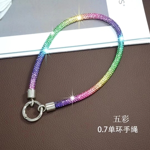2024 nueva cadena de teléfono corta de diamante de lujo Bling Crystal Rhinestone Anti Lost correa de muñeca llavero móvil con parche - Product Image 5