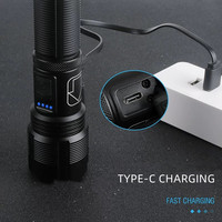 XHP50 Super lumineux IPX4 étanche aluminium USB-C LED Rechargeable Zoomable Camping torche lampe de poche tactique avec COB Sidelight