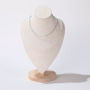 Factory Custom logo Portrait Wood Suede Jewellery Display <b>Stand</b> Bust <b>Necklace</b> Holder Jewelry Counter <b>Stand</b> Display Props - Product Image 1