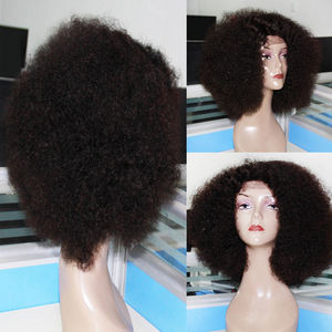 Mongolia Breve Soffio <span class=keywords><strong>Afro</strong></span> Crespo Ricci Parrucche Dei Capelli Umani Puf Naturale 250 Densità Africano Del Merletto Anteriore Parrucche Per Le Donne Nere - Product Image 4