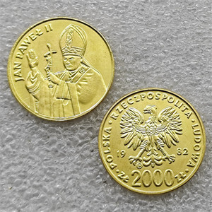 Monedas Conmemorativas de Estilo Antiguo de Polonia de 1982, 1000, 2000, 10000 Zlotych en Oro, <span class=keywords><strong>Papa</strong></span> Juan Pablo II, Regalos, Decoración <span class=keywords><strong>del</strong></span> Hogar - Product Image 2