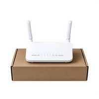 F690V Modem Fiber Optik XPON ONU Gigabit Empat Port dengan Adaptor Daya Versi Bahasa Inggris untuk Perdagangan Luar Negeri