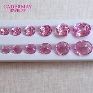 핫 세일 체리 블러썸 핑크 랩 사파이어 7x9mm ~ 13x18mm 오벌 셰이프 합성 블루 코런덤 사파이어 보석 - Product Image 3