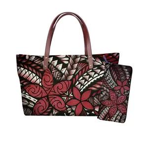 2024 Roter Blumendruck Handtaschen Luxus Damen-Geldbörse und Handtaschen polynesianische Blumen Designer leichte Schuhe Handtaschen Oberteile Damen