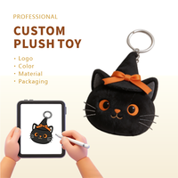 Peluche personnalisée, jouet en peluche doux et cool, rembourré en coton PP, pendentif porte-clés chat noir, logo personnalisé, cadeau d'Halloween, marque TOBTOYS, unisexe