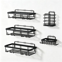 Lot de 5 étagères murales rectangulaires BX sans perçage pour salle de bain