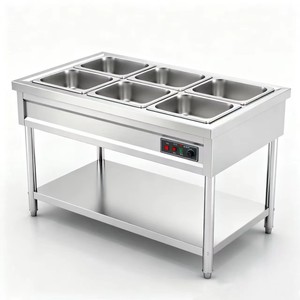 Bain-marie électrique commercial de comptoir 1,5 kW à deux rangées et quatre bacs pour buffet - Product Image 2