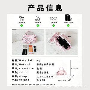 Neon Peach Oil Waxed Leather Shoulder <b>Crossbody</b> <b>Bag</b> Large Capacity Korean Style Spicy Girl Studded Motorcycle <b>Bag</b> - Product Image 3