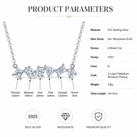 Collier en Moissanite 6A+ VVS1 Couleur D en Argent Sterling 925, Pendentif Femme Tailles Mixtes (Princesse, Marquise, Ovale, Poire, Émeraude)