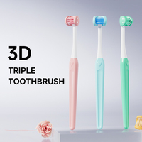 Brosse à dents à couverture complète, triple face, triple angle, à poils sur trois côtés, nettoie toutes les surfaces