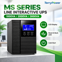 UPS Online Fasa Tunggal 1KVA 2KVA 3KVA Konversi Ganda PF 0.9 LCD RS232 Daya Cadangan untuk Server Telekomunikasi