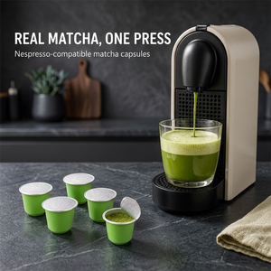 Capsules de Matcha Énergisantes et Saines Compatibles avec les Machines Nespresso – Bio, Étiquette Nettoyante, Dosettes de Thé Individuelles – Vente en Gros - Product Image 1