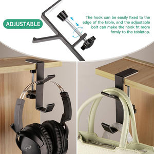 Support de bureau réglable pour parapluies, écouteurs, sacs à main et sacs à dos – Crochet de suspension sous le bureau pour sacs à main et sacs de table - Product Image 5