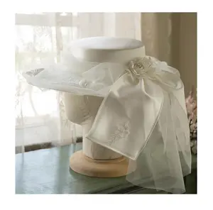 White Church Hat Tea Party Formal Flower Fascinator Top Hats French Wedding Hat For Women Girls