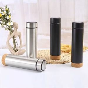 Eco-Friendly BPA Free 304 Stainless Steel 500mL Vacuum Flask Matte Powder Coated Water <b>Bottle</b> with Natural <b>Cork</b> Base - Product Image 2