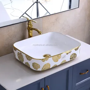 Badezimmer große Größe Keramik quadratisches Design Sockel europäischen Stil Waschbecken Becken Waschbecken
