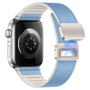 Tschick Bracelet en silicone en cuir véritable pour Apple Watch Band 45 41mm 40mm Bracelet magnétique Hommes IWatch Ultra Series 10 9 8 7 SE 6 - Product Image 5