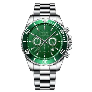 NOTIONR Stainless Steel Strap Quartz Man's Wristwatch Waterproof Sport Watches Men Luminous Calendar Clock