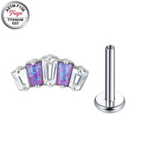 Freya Implant Grade Titanium Earrings Helix Flat Back Crystal Earrings Women Blue Opal Diamond Zircon Nose Ring Piercing Jewelry