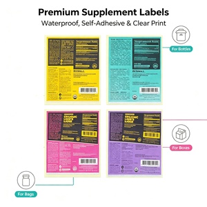 Juego de Etiquetas para Suplementos, Panel Trasero Multicolor, Etiquetas Rectangulares Autoadhesivas de Papel con Código de Barras para Envasado de Alimentos - Product Image 3